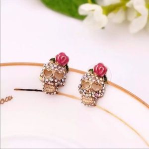 Calavera Sugar Skull Crystal Earrings Halloween must🔥